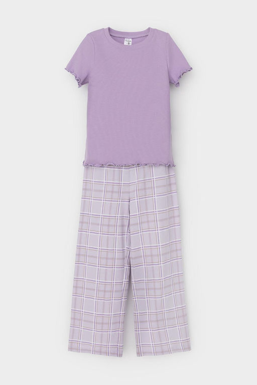 Crockid _ К 1633/лаванда,шотландская клетка пижама дет