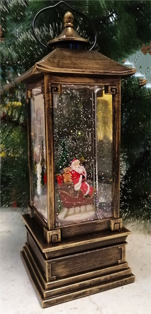 Светильник - колба под бронзу 26см "Фонарь" (Z-2) муз., от батареек и USB