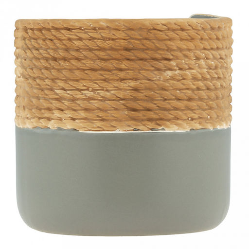 Кашпо для цветов керамическое "Вьетнам" 1,25л, д13см, h13см, внутренний д11,7см, фактурный глянец, серый/бежевый, в коробке (Китай)