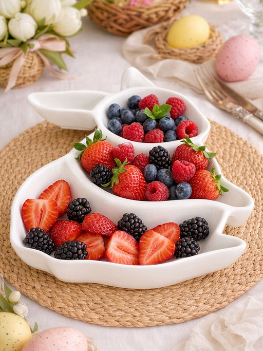 Менажница 26*17*3 см "Заяц" цельная 3 секции + 2 секции - ушки