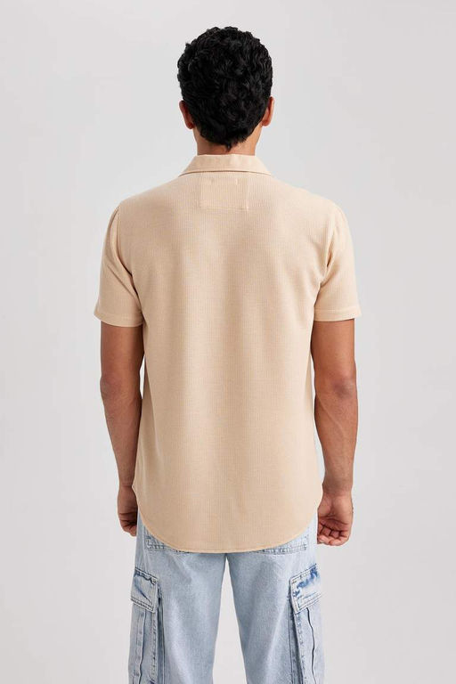 Рубашка приталенного кроя с коротким рукавом - Defacto фото 6