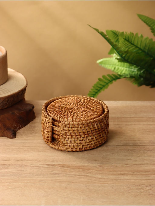 Подставка под горячее, 10 см, набор 6 шт., ротанг