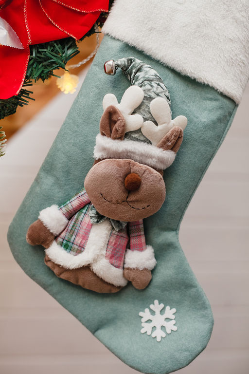 Новогодний носок для подарков зеленый