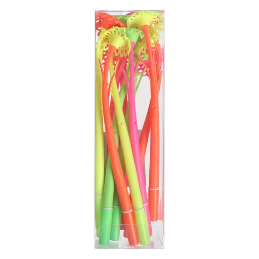 Цена за 12 шт. Ручка-прикол Calligrata Цветы, синий стержень, гелевая, МИКС