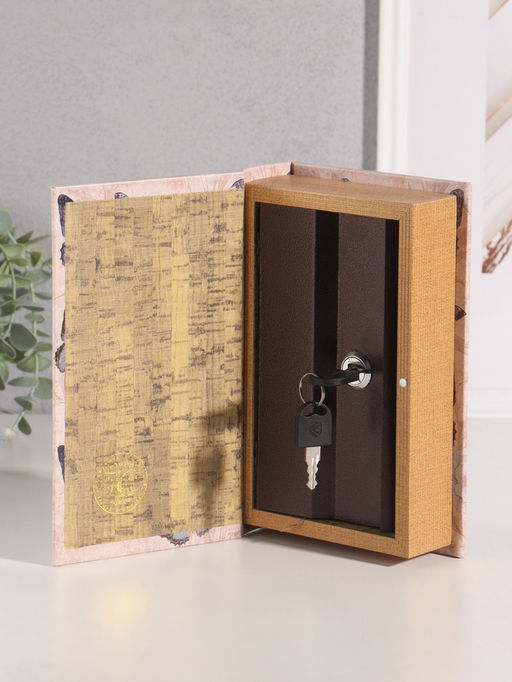 Шкатулка книга - сейф «Синие бабочки» дерево, искусственная кожа, 21×13×5 см