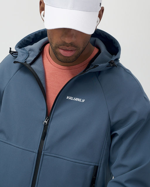 Ветровка спортивная мужская с капюшоном softshell синего цвета 9563S - Mtforce фото 10