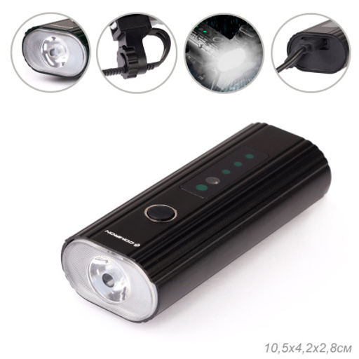 Фонарь передний COMIRON OKO400 корпус: авиационный алюминий 6063, IP67; свет: 1 XPG, 400lm; аккум: 3.7V 4000 mAh, USB; POWER BANK. /уп 25/50/ - Галеонтрейд фото 7