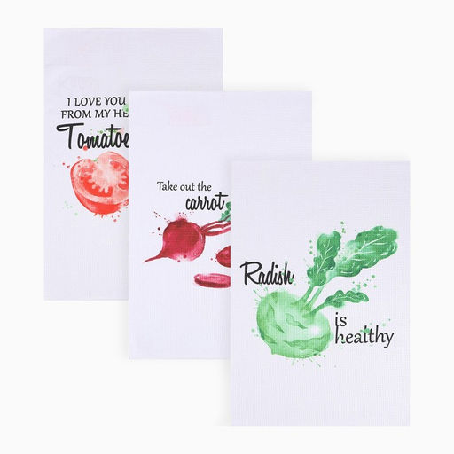 Набор кухонных полотенец Доляна Овощи 40х603см, 3 шт, 100% пэ  фото 2