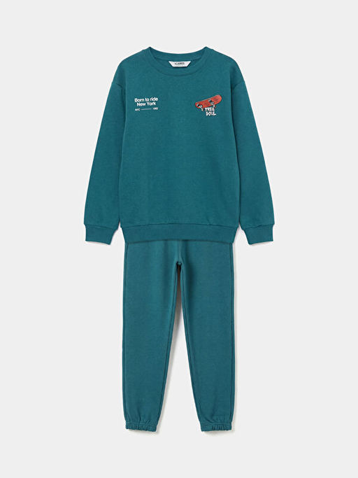 Bisiklet Yaka NYC Bask?l? Erkek ?ocuk E?ofman Tak?m?