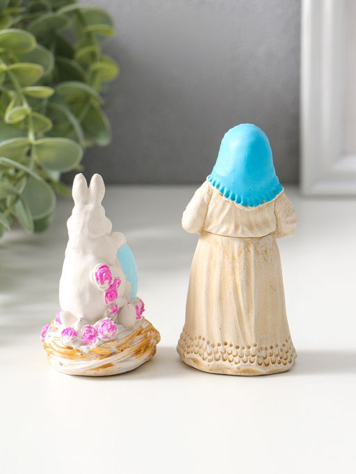 Набор фигурок пасхальных 2 шт. К празднику, девушка 9?4 см, заяц с яйцом 8?4 см