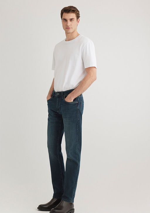 Marcus Mavi Premium Puslu Koyu Mavi Jean Pantolon  фото 2
