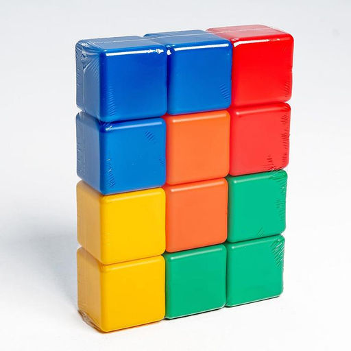 Кубики детские, пластиковые, цветные, 12 штук, 6×6 см