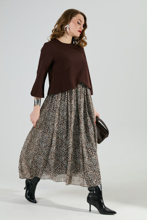 Платье NIKVA н740-20 шоколад и шоколадная абстракция  фото 4