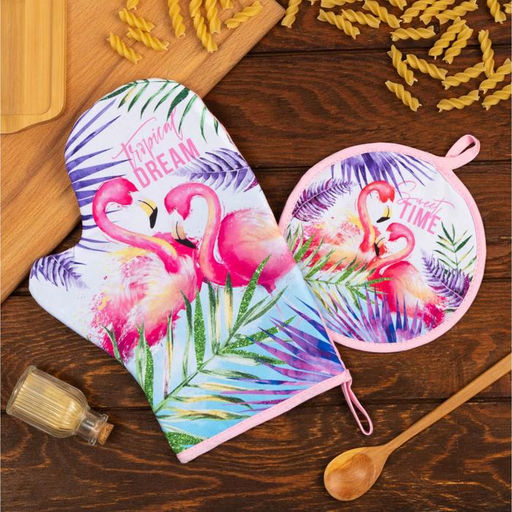 Набор кухонный Tropical dream варежка-прихватка 20×28 см, прихватка 17×17 см,
