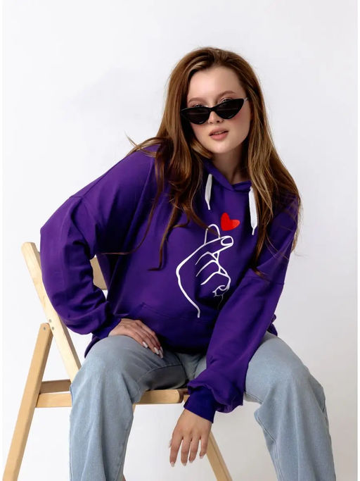 Толстовка худи с модным корейским жестом Я тебя люблю Арт. 1025