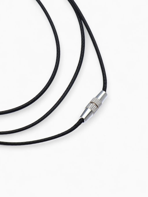 Шнурок нейлон 60 см, чёрный, винтовой замок серебро