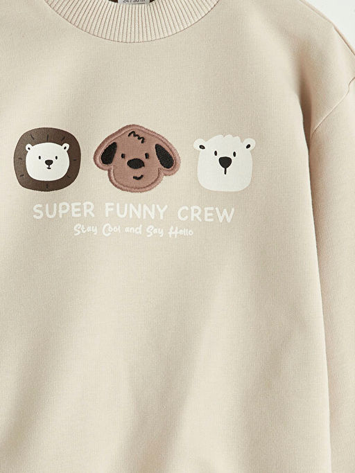 Bask?l? Erkek Bebek Sweatshirt