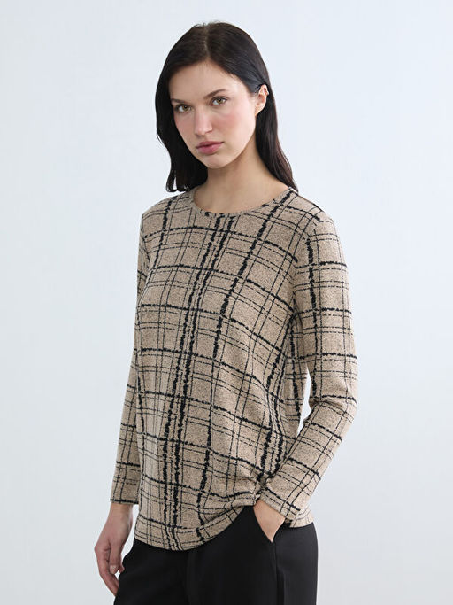 Bisiklet Yaka Desenli Bluz