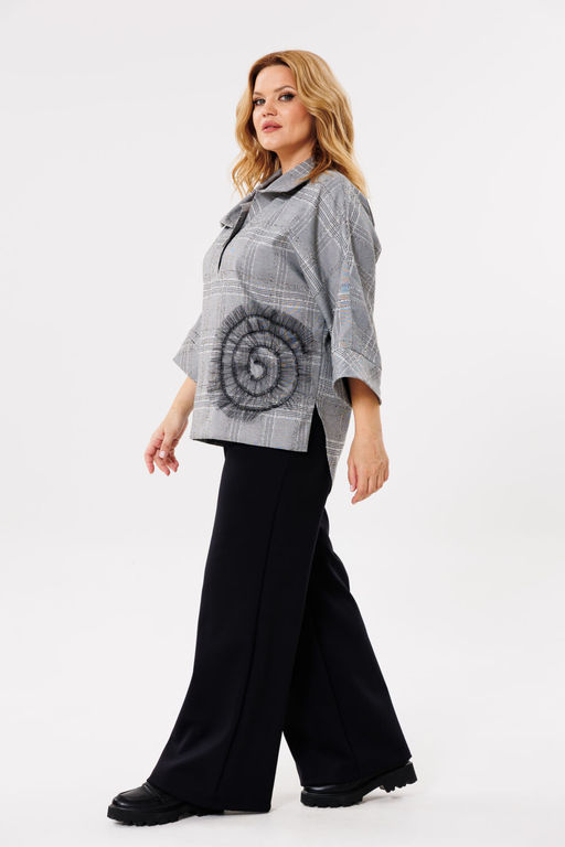 Блуза Michel Chic 788-Р серый. клетка  фото 7