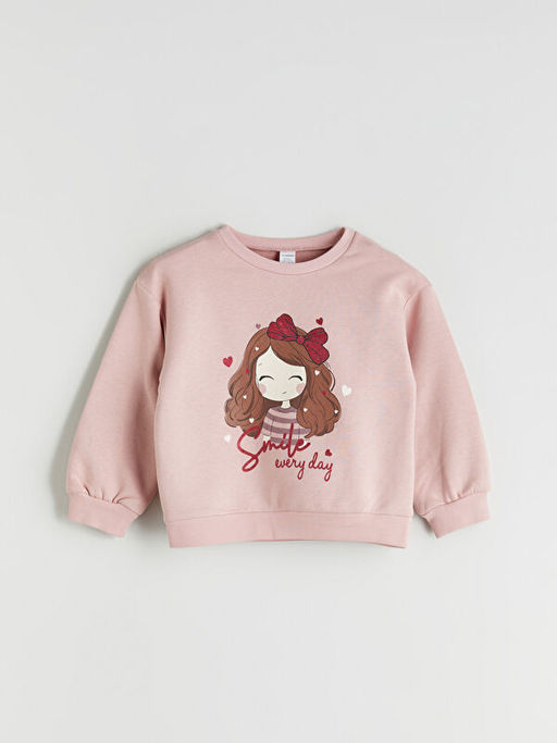 Bisiklet Yaka K?z ?ocuk Sweatshirt 2li