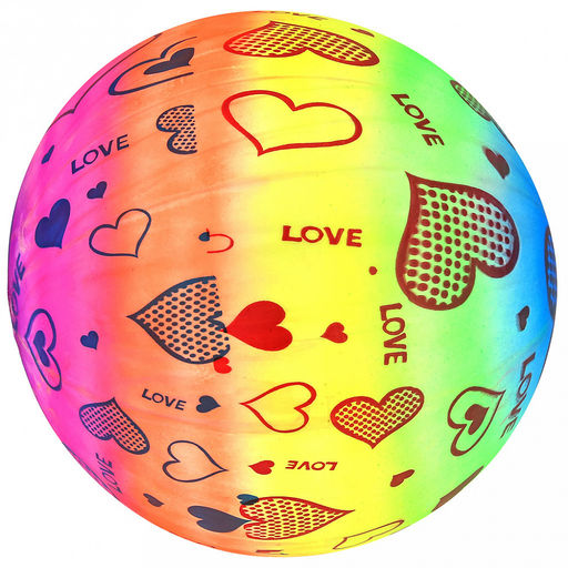 Мяч игровой Сердечки д18см, радужный, ПВХ (Китай)