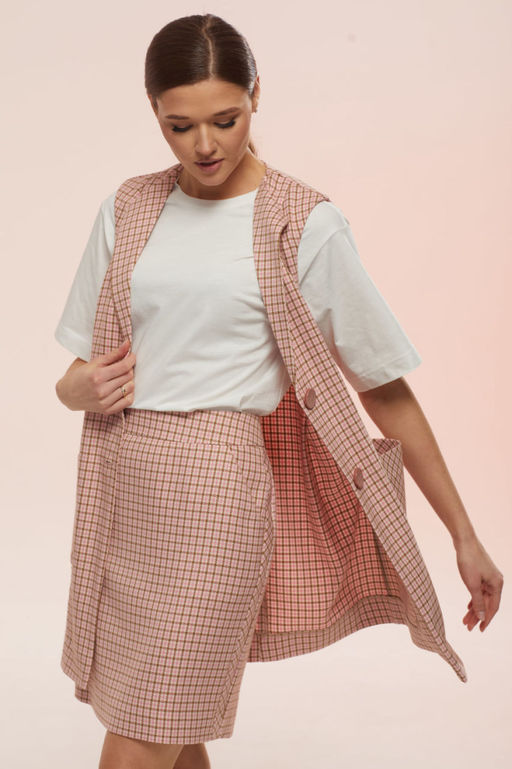 Костюм Lars Style 753 молочный/розово-кофейная клетка