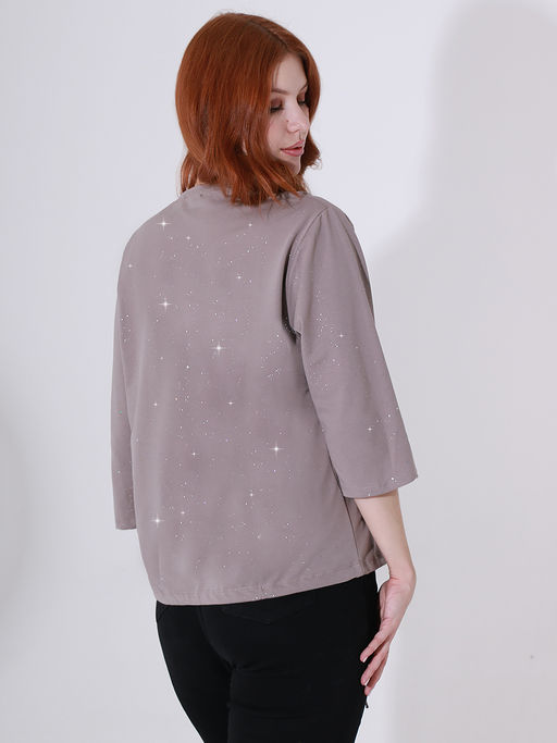 Блузка с вышивкой трикотажная - Almond фото 3