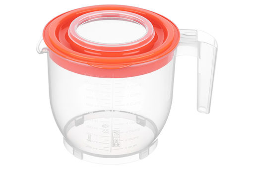 Ёмкость для миксера (блендера) 2,2 л 22,5*17*16 см с крышкой, прозрачная/коралловая (459)