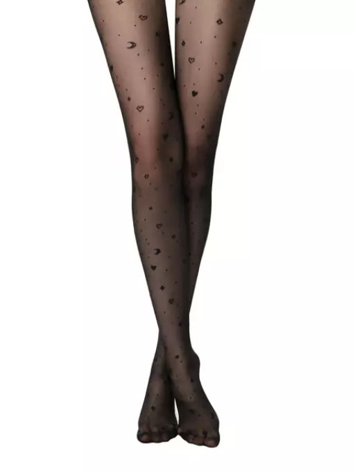 Колготки женские Conte Elegant Moon с рисунком космос черные  фото 3