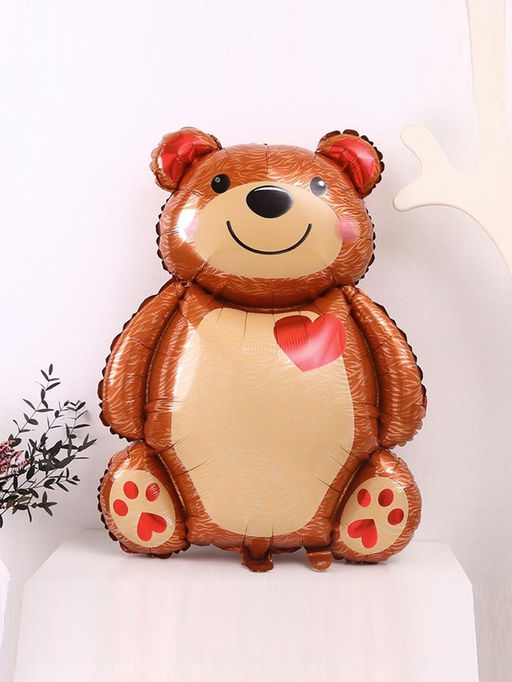 Цена за 2 шт.Воздушный шар фольгированный 33" Мишка с сердцем