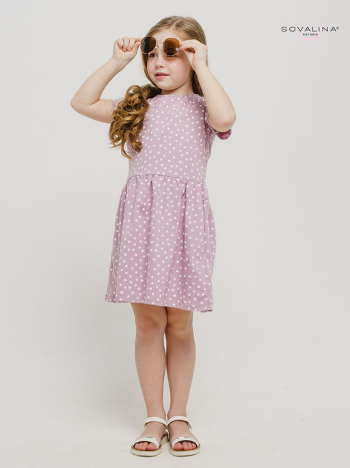 Платье Лето горох розовый - Sovalina фото 2