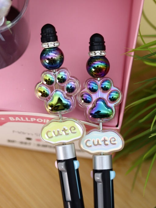 Разноцветная ручка 4 в 1 "МЯУ лапка", black