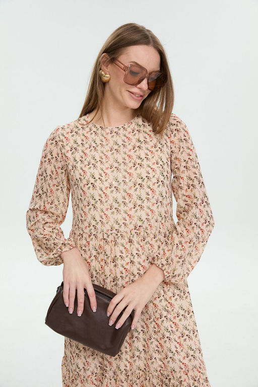 Платье NIKVA н1044-1 бежевый мультиколор  фото 5