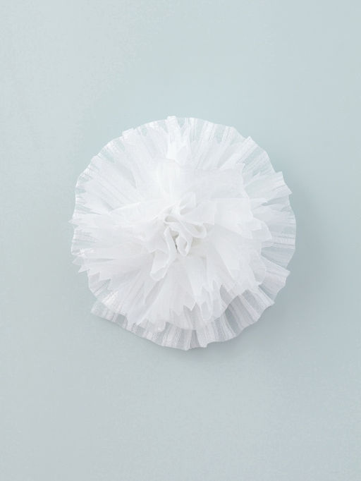 Цена за 12 шт. Бант для волос на резинке «Школьница», двойной, полосы, d=10 см, белый