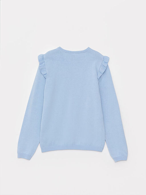 Bisiklet Yaka Desenli Uzun Kollu K?z ?ocuk Triko Kazak - Waikiki фото 2