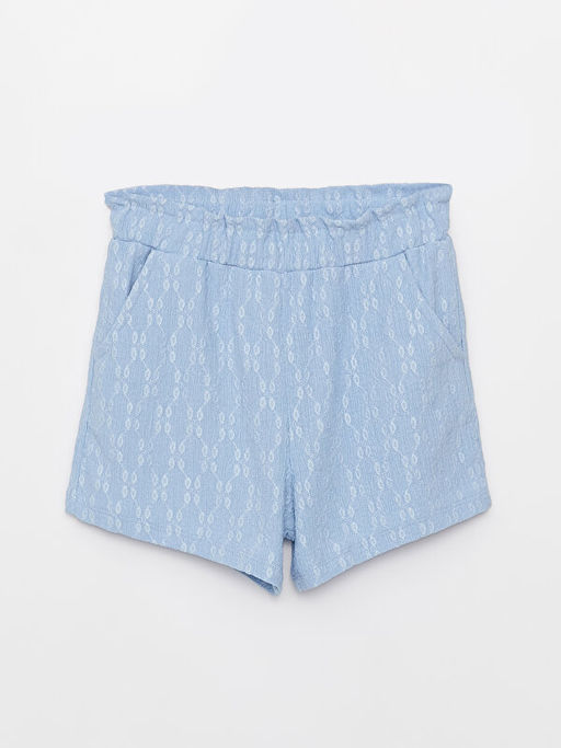 Beli Lastikli Kendinden Desenli K?z ?ocuk ?ort