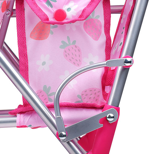 Коляска для кукол, для двойни, металлическая, складная, цвет клубнички на розовом