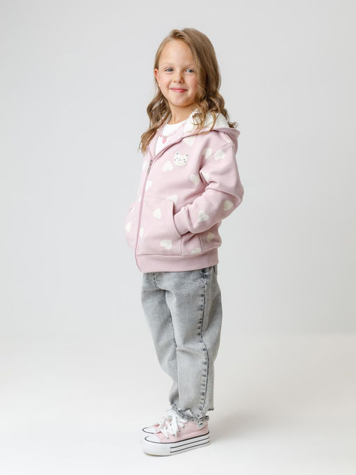 КР 302826/розовый лед,сердечки к599 джемпер (толстовка) для дев