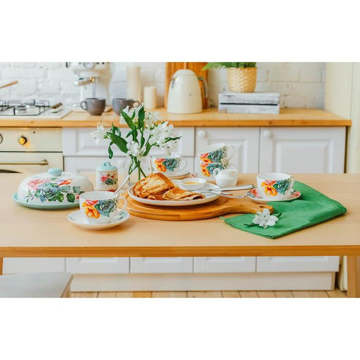 Сервиз чайный Доляна Пташка, 12 предметов: 6 чашек 250 мл, 6 блюдец d=15 см, фарфор, белый