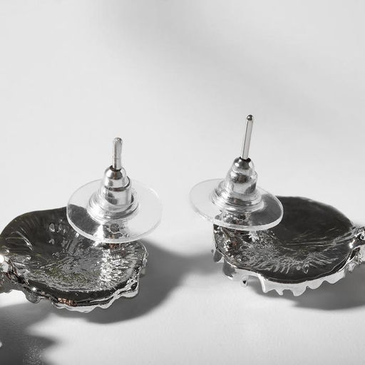 Серьги металл «Карибы» прямоугольные, цвет серебро