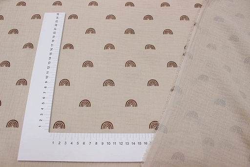 Муслин двухслойный с эф.жатости Радуга-дуга цв.бежево-молочный, СОРТ2, ш.1.43м, хлопок-100% - Купава фото 4