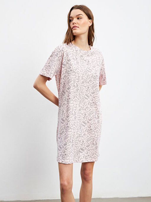 Bisiklet Yaka Desenli Kad?n Gecelik