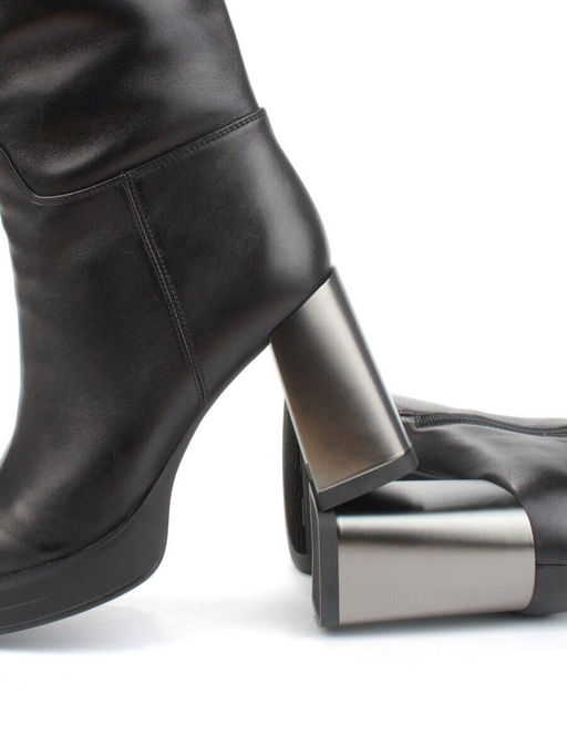 02-B6237-6051Z-6BM-1 BLACK Сапоги зимние женские (натуральная кожа, натуральный мех)