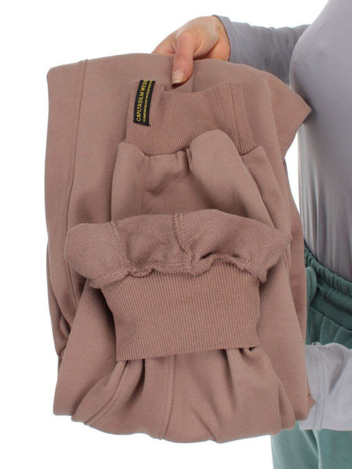 HC-207-1 DK. BEIGE Брюки спортивные женские (95% хлопок, 5% спандекс) - Фабричный китай фото 8