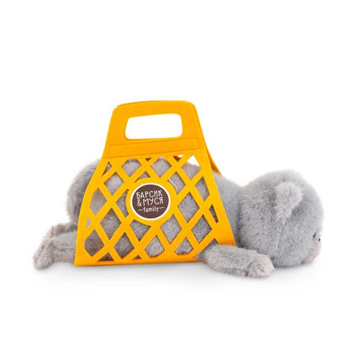 Мягкая игрушка "Кот Барсик в сумке серый", 35 см B1002/35