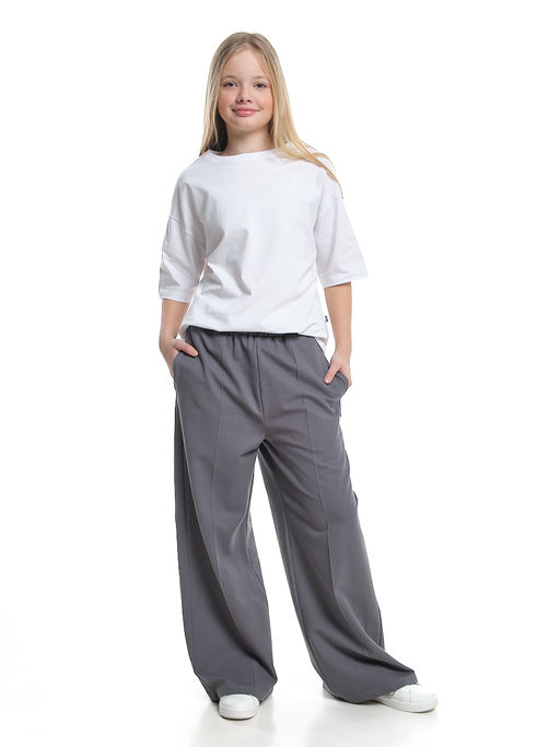 Брюки со стрелками для девочки подросткам 22-2010 серый джинс - Mini maxi фото 2