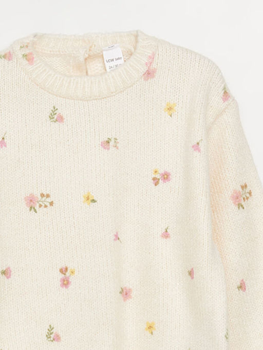 Bisiklet Yaka Uzun Kollu Desenli K?z Bebek Triko Kazak - Waikiki фото 3