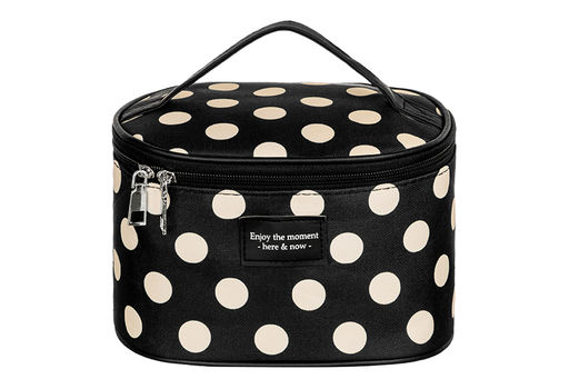 Косметичка - сумочка 20*16*13 см Черная в белый горошек, с ручкой - Elan gallery фото 4