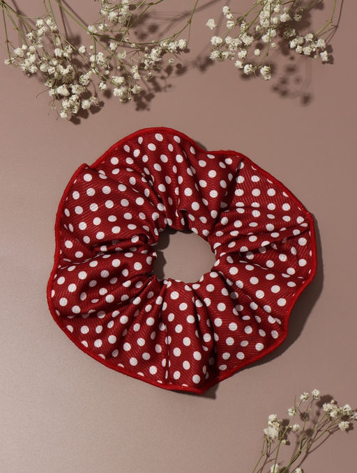 Цена за 3 шт. Резинка для волос "Орбита гранд" горох, 15 см, бело-красный