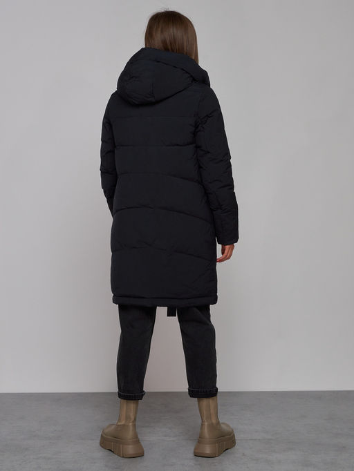 Пальто утепленное молодежное зимнее женское черного цвета 59018Ch - Mtforce фото 5
